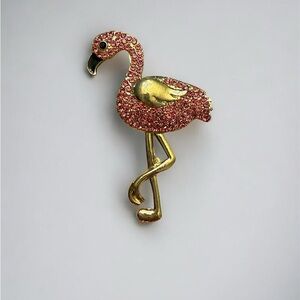Pink and Gold Flamingo Brooch